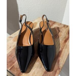 Pointed Women's Closed Toe Pumps Low Slingback Kitten Heels - Black Sz 10.5
